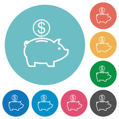 Flat dollar piggy bank icons