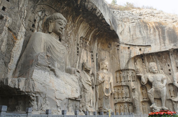 Buddha rock statue in Longmen grottoes, Luoyang, Henan province,China