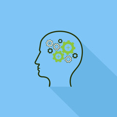 Head With Gears - Vector Illustration