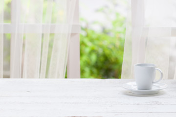 Wooden over summer window background