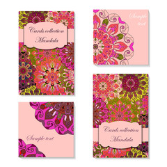 Greeting card design with mandala pattern.