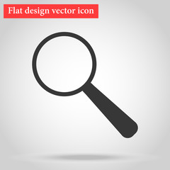 with shadow magnifying glass icon gray flat design