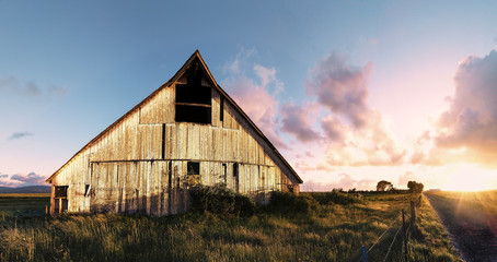 Sunset at an Abandoned Barn, Color Image