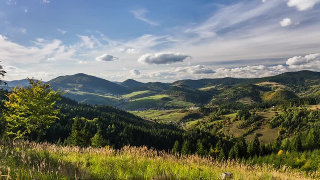clouds and shadows moving over beautiful landscape - timelapse of amazing nature - full hd 1920 x 1080