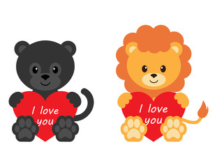 panther and lion with heart