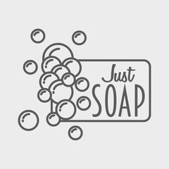 Soap logo, badge or label design template with foam