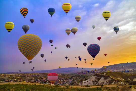 Hot Air Balloons In The Mountain