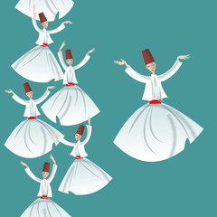 Whirling Dervishes. Seamless background pattern.