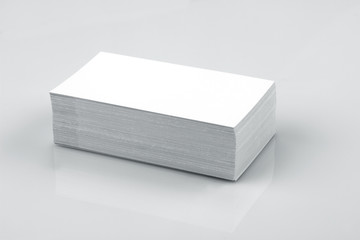 Blank Business Card Mockup on White Reflective Background