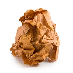 Isolated image of a crumpled paper closeup