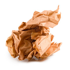 Isolated image of a crumpled paper closeup