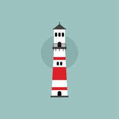 beach lighthouse flat illustration