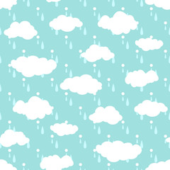 Seamless pattern with clouds, rain, snow