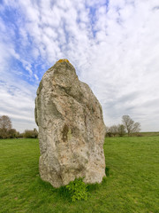 A monolith from the large prehistoric stone circle at Avebury in England.