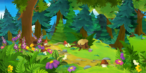 Cartoon forest scene - illustration for children