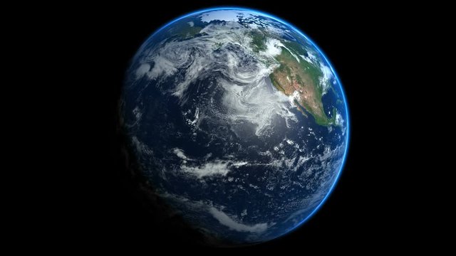 Earth globe spinning,rotating in a 360 loop animation. Real light and moving clouds. Clip contains earth, globe, space, clouds, water, planet, animation, orbit, world, revolution. Images from NASA.	
