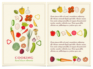 Cookbook template hand drawn elements vector