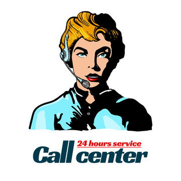 Call center operator support manager pop art