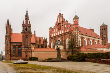 Fototapeta na wymiar St. Anne's church in Vilnius old town, Lithuania.