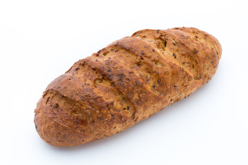 Loaf of bread isolated on white.