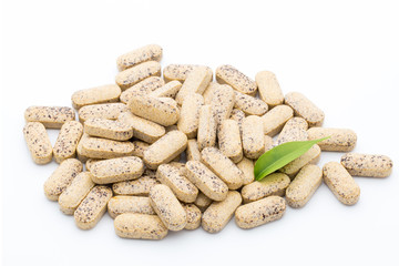 Alternative Medicine. Vitamin capsules. Homeopathic supplement.