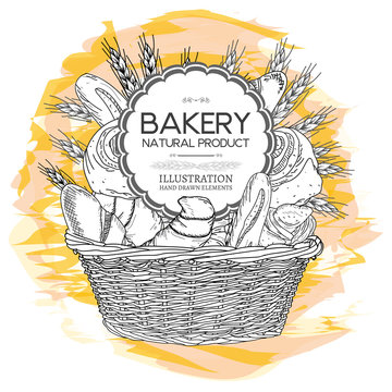 Bakery basket vector