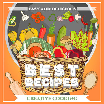 Best recipes poster template fresh vegetables
