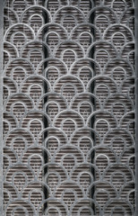 Wall detail with fish skin, half circle pattern texture background, grunge scale architectural detail