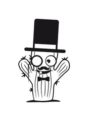 mr sir gentlemen child man young monokel cylindrical hat glasses mustache beard little green sweet cute cactus desert embrace balcony