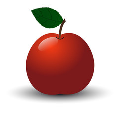 Apple red leaf white background