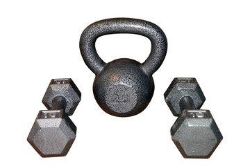 25 Pound Kettlebell and Two 10 Pound Dumbbells