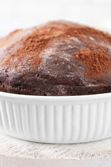 Home made chocolate pie on plate