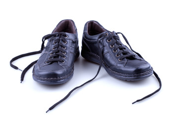 Black leather mens shoes