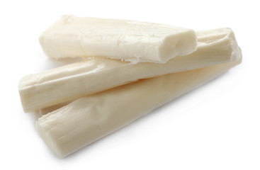 Suluguni cheese, isolated on white