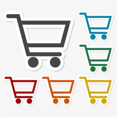 Multicolored paper stickers - Shopping Cart 