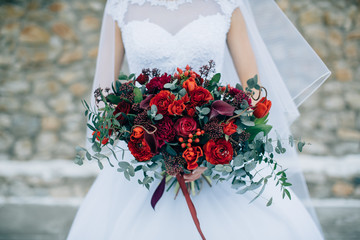 Bride with wedding bouquet