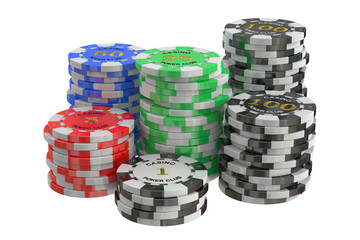 Casino Tokens stack, 3D rendering