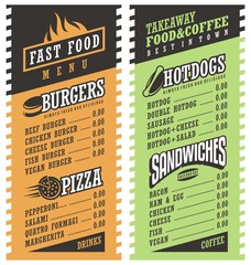 Fast food simple menu design template