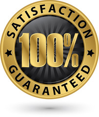 100 percent customer satisfaction guaranteed golden sign with ri