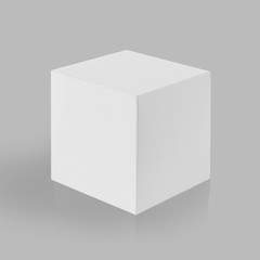 White box (cube) on gray background