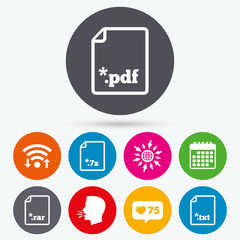 Document signs. File extensions symbols.