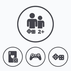 Gamer icons. Board games players.