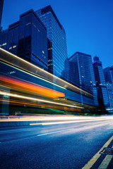 light trails in the downtown district,hongkong china. © kalafoto