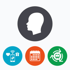 Head sign icon. Female woman human head.