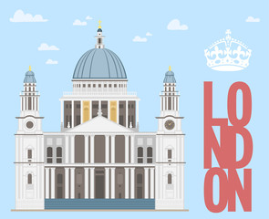 St Paul's Cathedral London / Travel to England Vector Illustration