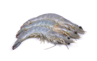 Raw prawns isolated on white background