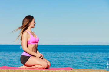 Woman with water after workout