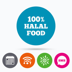 Halal food product sign icon. Natural food.