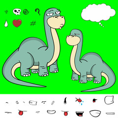 dinosaur brontosaurus expressions cartoon set in vector format © MARCO HAYASHI