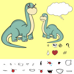 dinosaur brontosaurus expressions cartoon set in vector format © MARCO HAYASHI